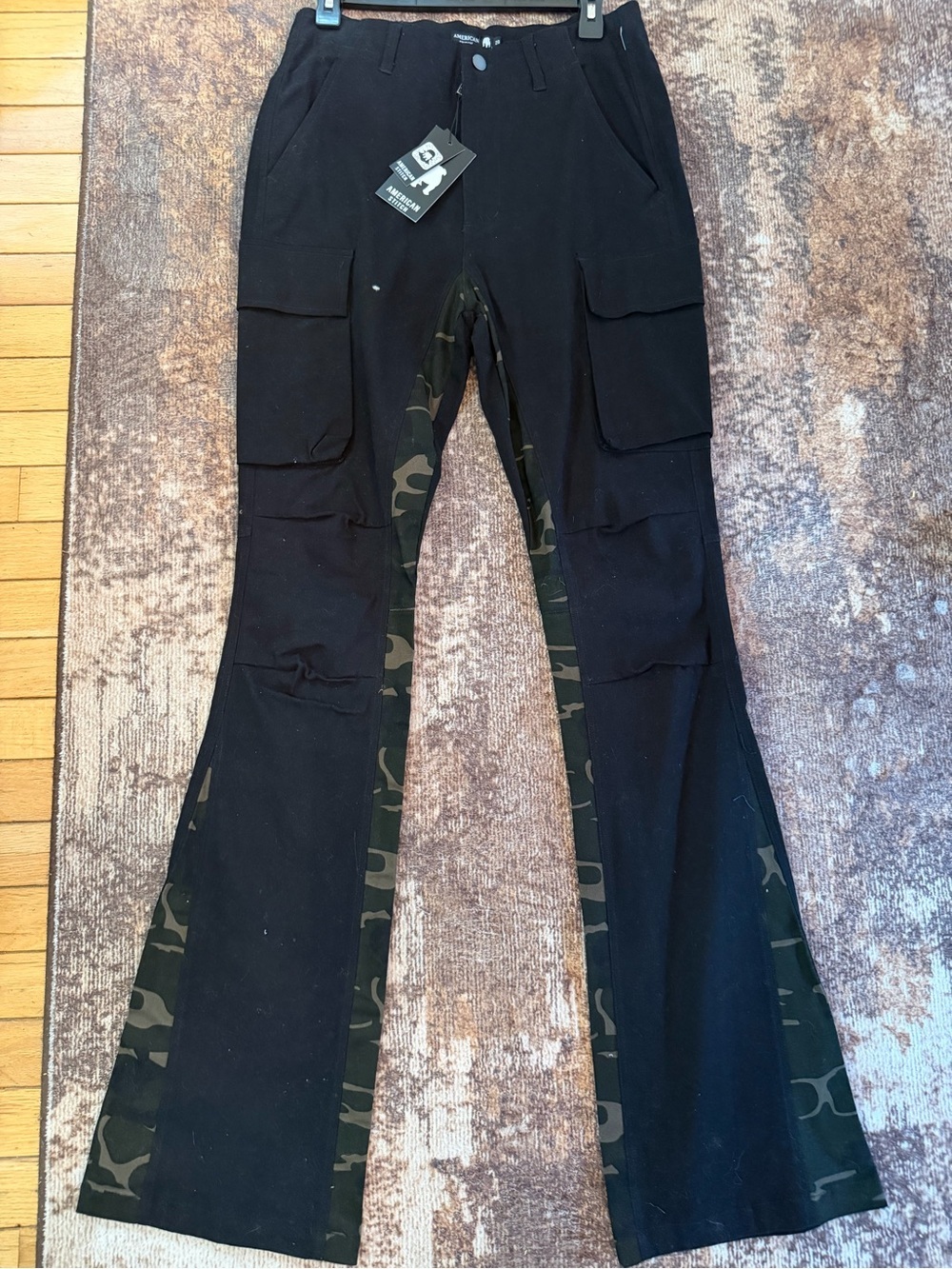 NWT American Stitch Black & Camo Cargo Pants #0140